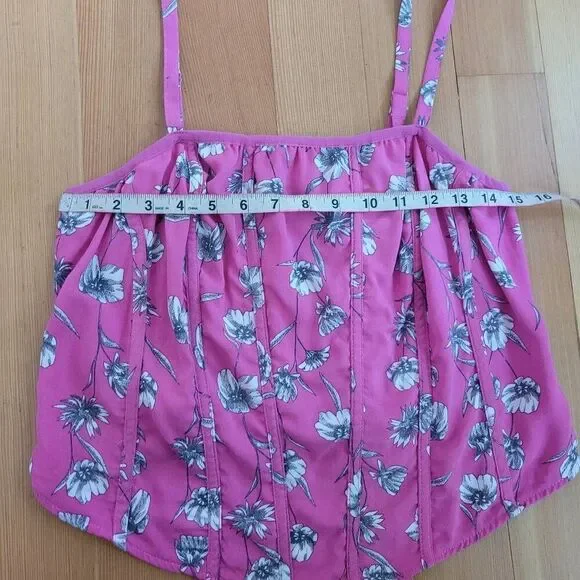 Torrid overlap pink‎ floral gin fizz top corset style tank straps festival - Picture 9 of 11